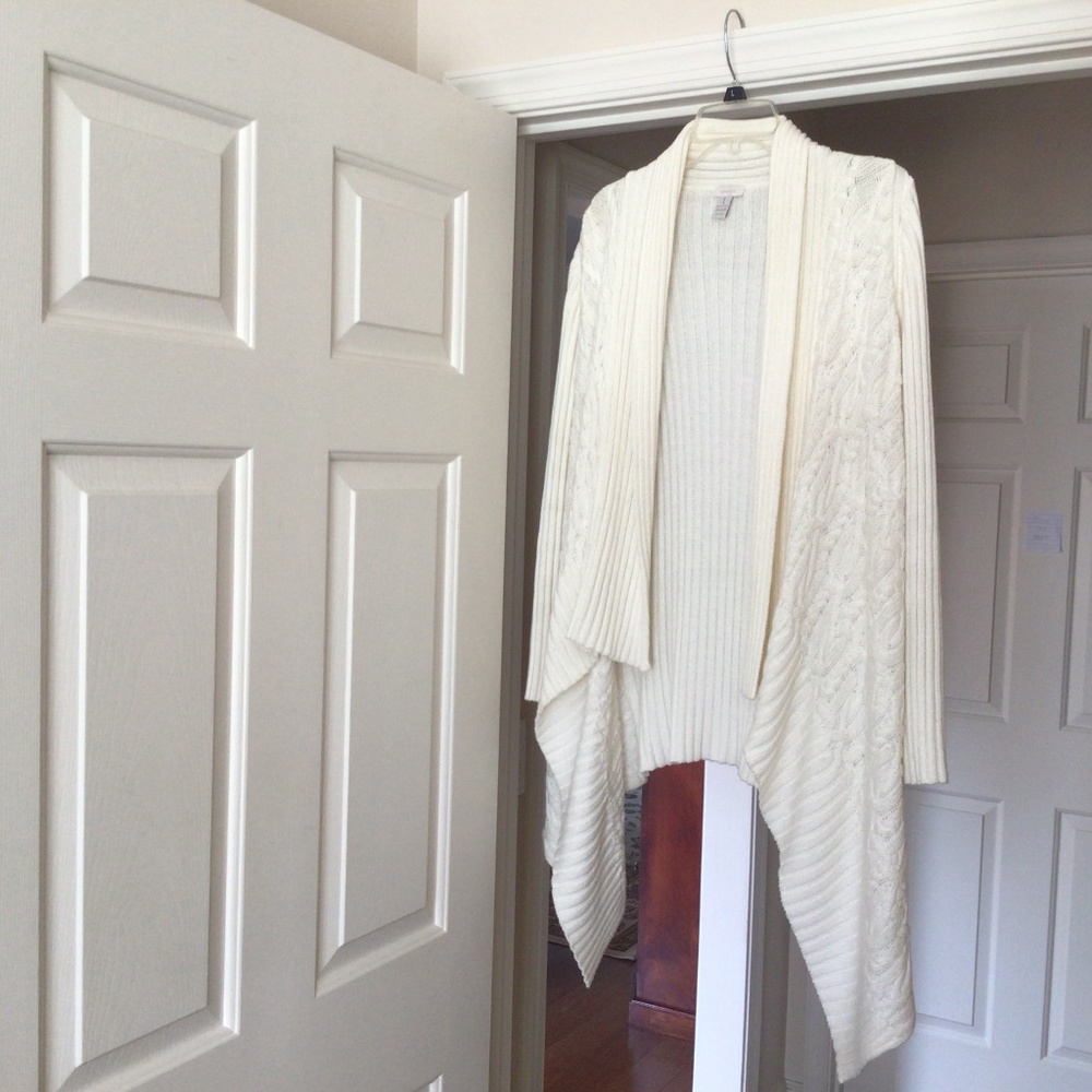 Chico’s Off White Sweater Cardigan Size 1 ( L)